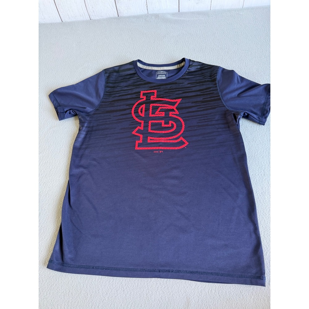 MLB St Louis Cardinals Boys Navy Blue Performance T-Shirt Size L 14/16